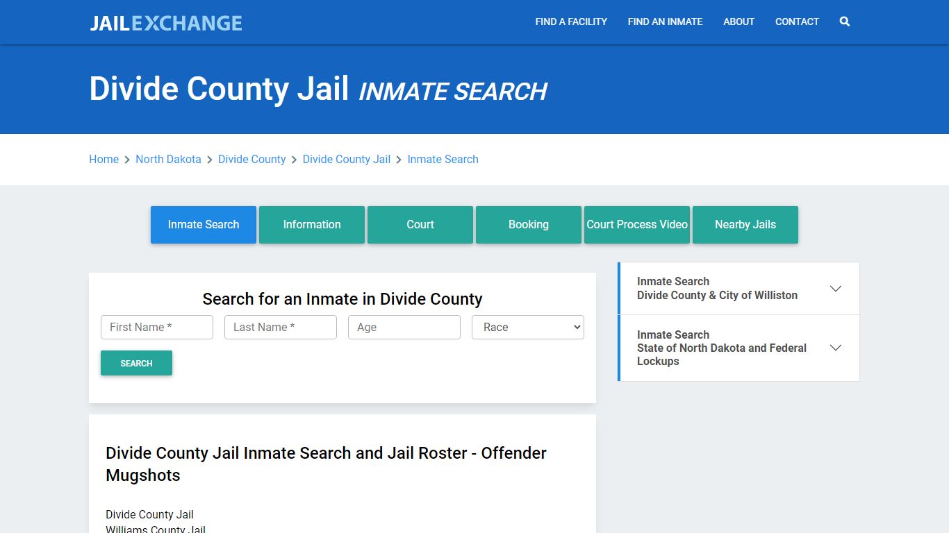 Divide County Jail, ND Inmate Search: Roster & Mugshots