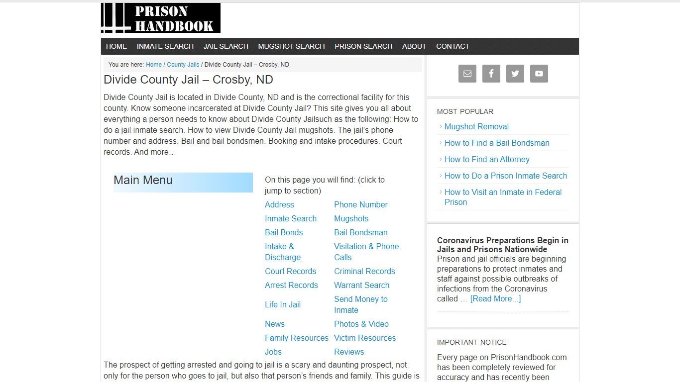 Divide County Jail – Crosby, ND - prisonhandbook.com