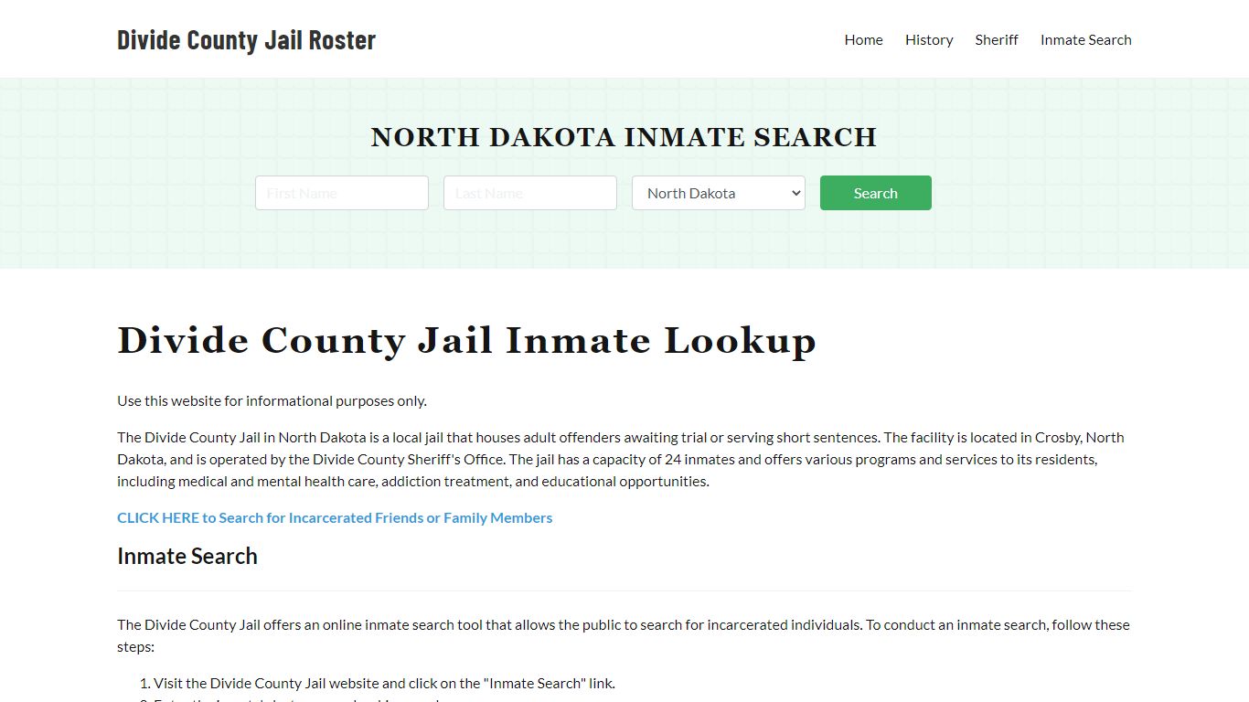 Divide County Jail Roster Lookup, ND, Inmate Search